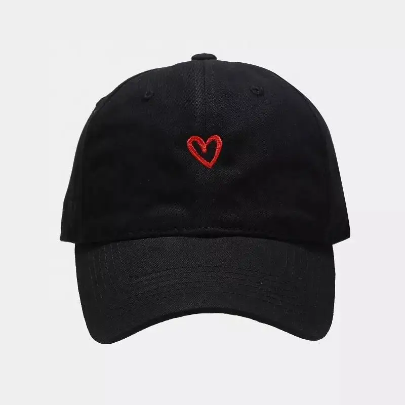 Factory wholesale spring cotton soft top simple small love embroidered baseball cap solid color couple visor