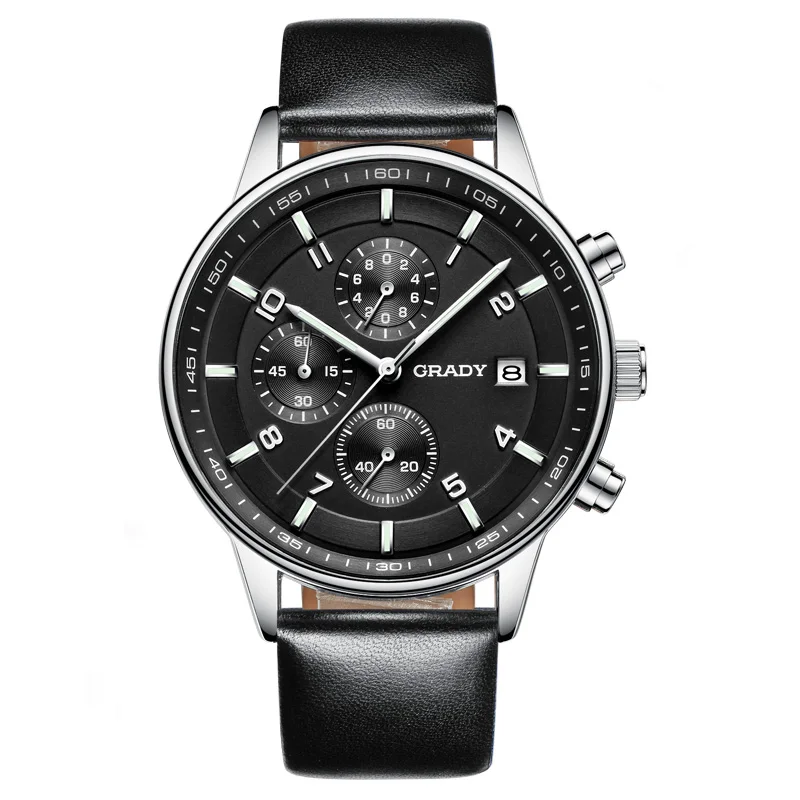 Fashion Mens Luxury Quartz Watches cow leather Strap china factory Waterproof Sport wrist Watch for men