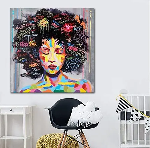 Morden Decoration Wall Street Poster Pop Art Handpainted Canvas Oil Paintings African American Black Art Graffiti Art Print
