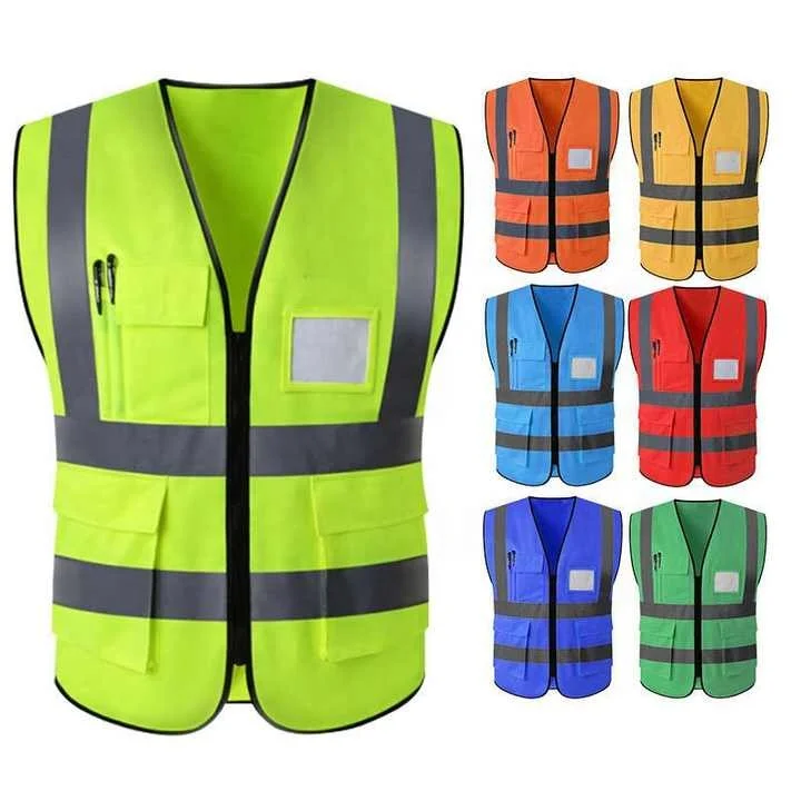 Factory Custom Logo Function Security Construction Work Safety Vest Reflective High Visibility With Pockets Motorcycle Bike