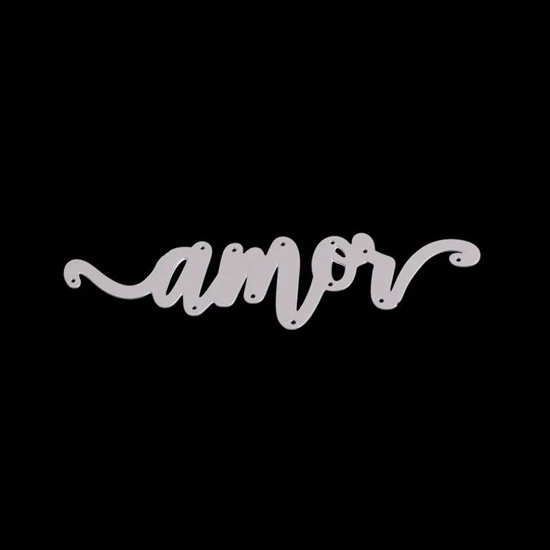 AAGU 2022 New Metal Cutting Cutter Spanish Word Letter Scrapbooking Craft Dies Die Cutting Machine Folk Craft Love Scrap Die
