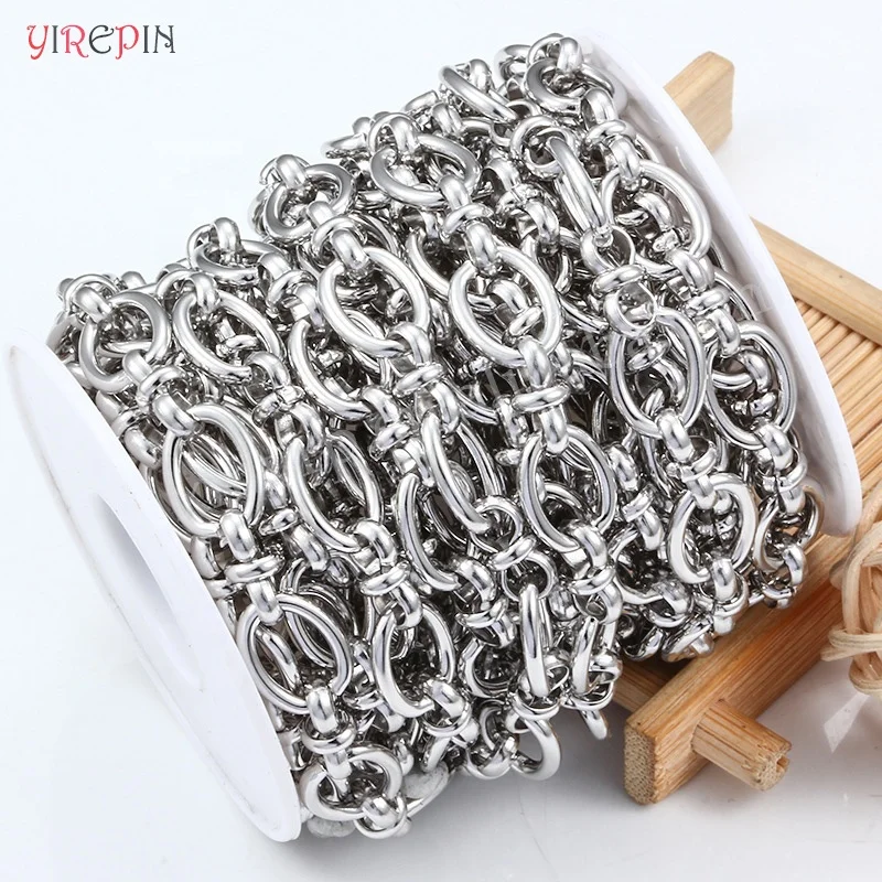 Stainless steel handmade oval cross Chinese knot chain DIY jewelry chain