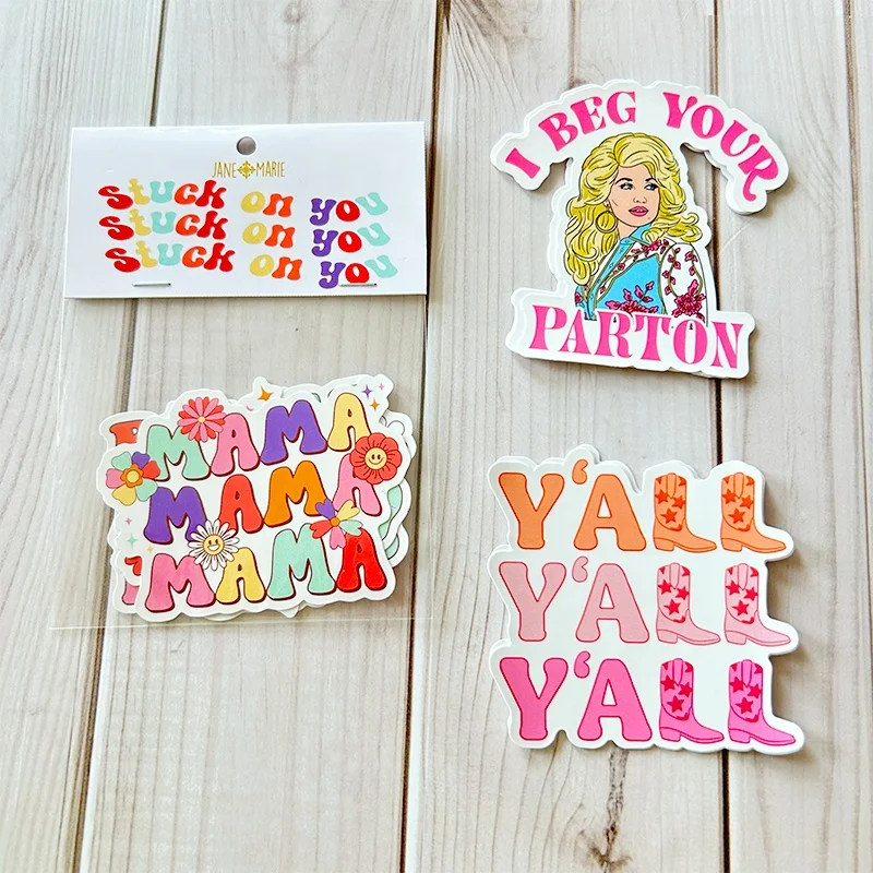 High Quality Waterproof UV Resist Custom Logo Die Cut Stickers Cartoon PVC Vinyl A4 Sheet Sticker Pack With Header Card