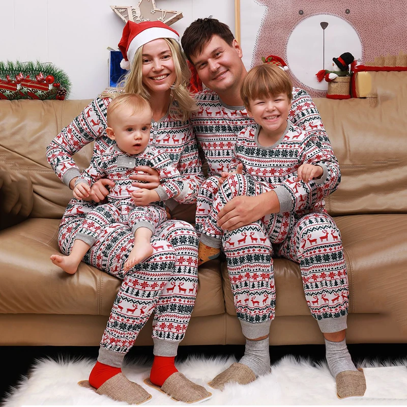 2022 Christmas print loungewear outfits parent child pajamas outfits Sleepwear night wear casual Family Matching Outfits