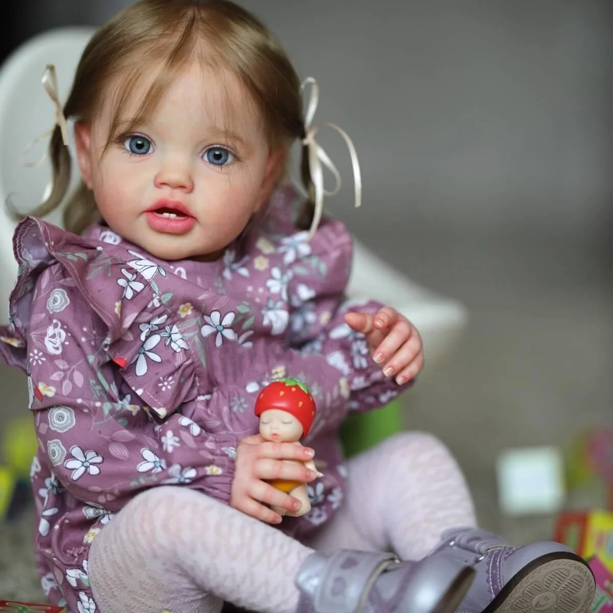 NPK 24Inch Newborn Baby Toddler Doll Reborn Lottie Princess Girl lifelike Soft Touch 3D Skin Art Doll with Hand Root Hair