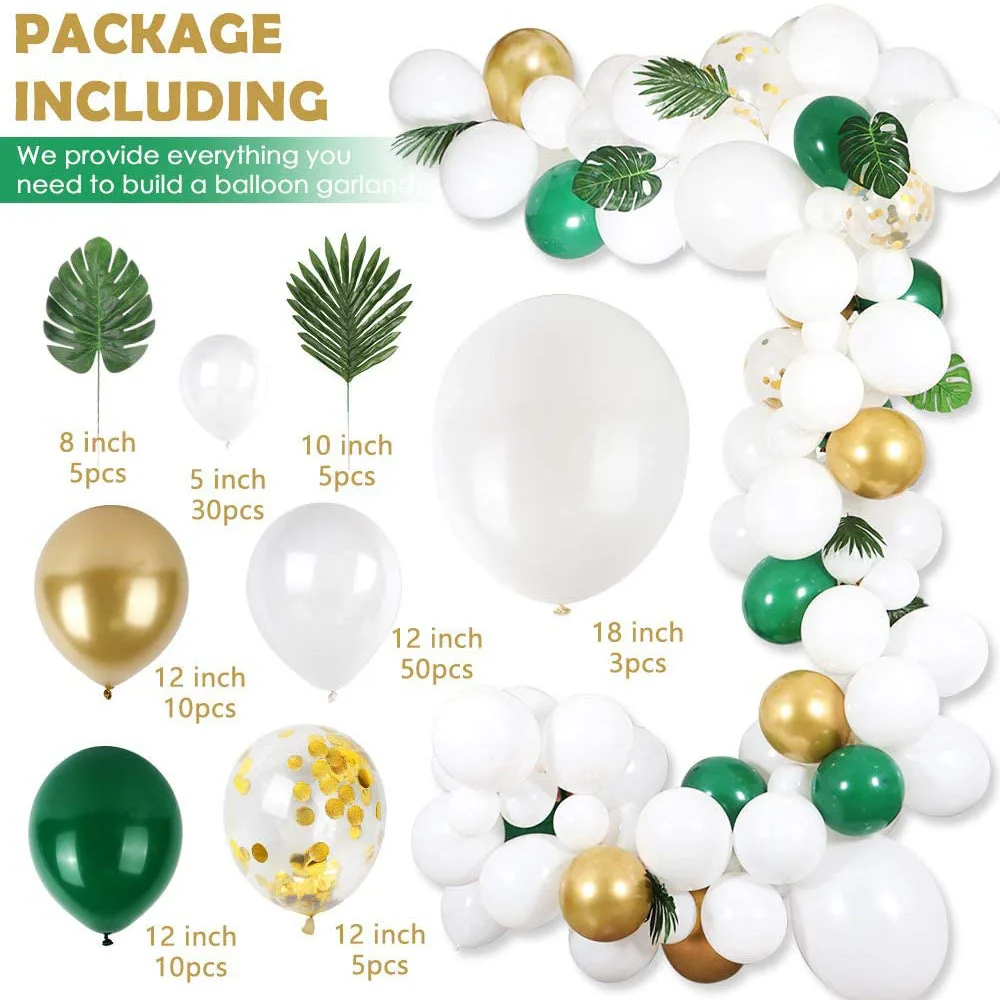 Amazon white gold party theme latex balloon set boy birthday decoration balloon arch set