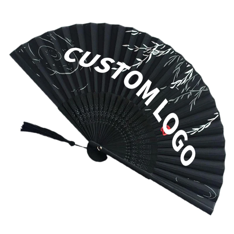 Custom Decoration Gift Printed Logo Folding Hand Fan Wedding Cheap Bamboo Hand Held Fan