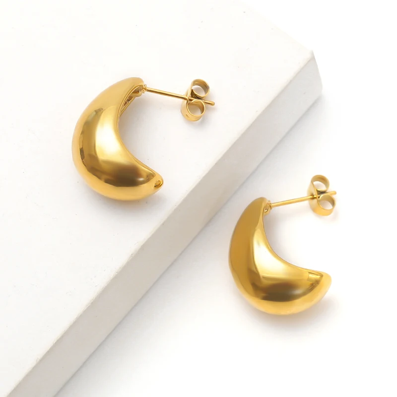 High quality stainless steel gold plated titanium steel 18K gold earrings made in China