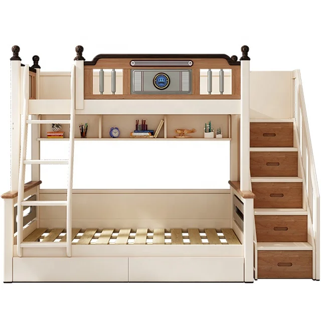 Children Kids Used Bunk Bed for Kids Chit Beds Babe Furniture Double Korean White Wood Box Style Packing Modern Bedroom Color
