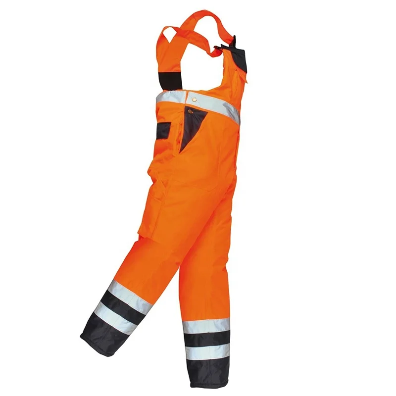 Winter Hi Vis Coverall Bib Pants Cargo Fluorescent Safety Trousers Workwear