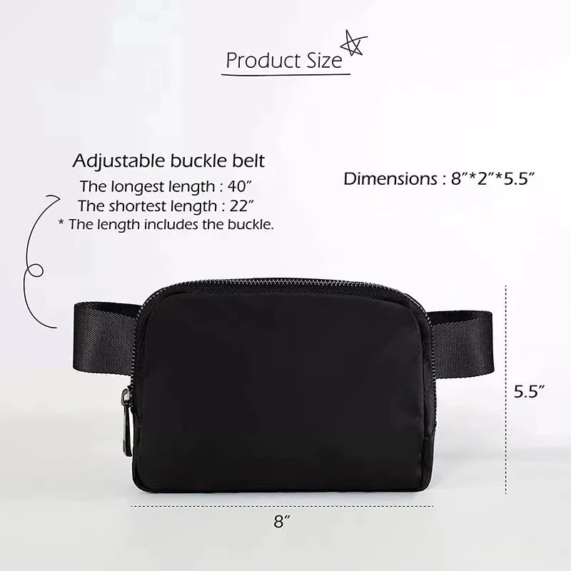 Lulu Same Style Everywhere Workout Shopping Travelling Fanny Pack with Adjustable Strap Waist Belt Bag Pouch