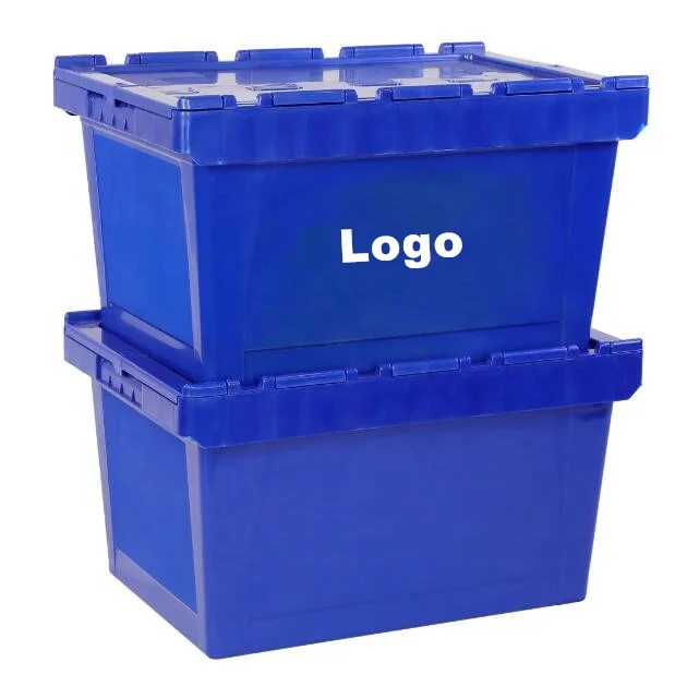 PP durable Custom EU Warehouse Logistics Delivery Storage Stackable Plastic Container Turnover Crates Tote Box with attached lid