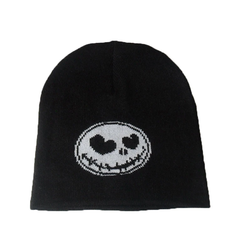 Halloween Funny Pumpkin Jacquard Black Skiing Beanies Hats Winter Warm Knitted Beanie Hats Women Men Wholesale
