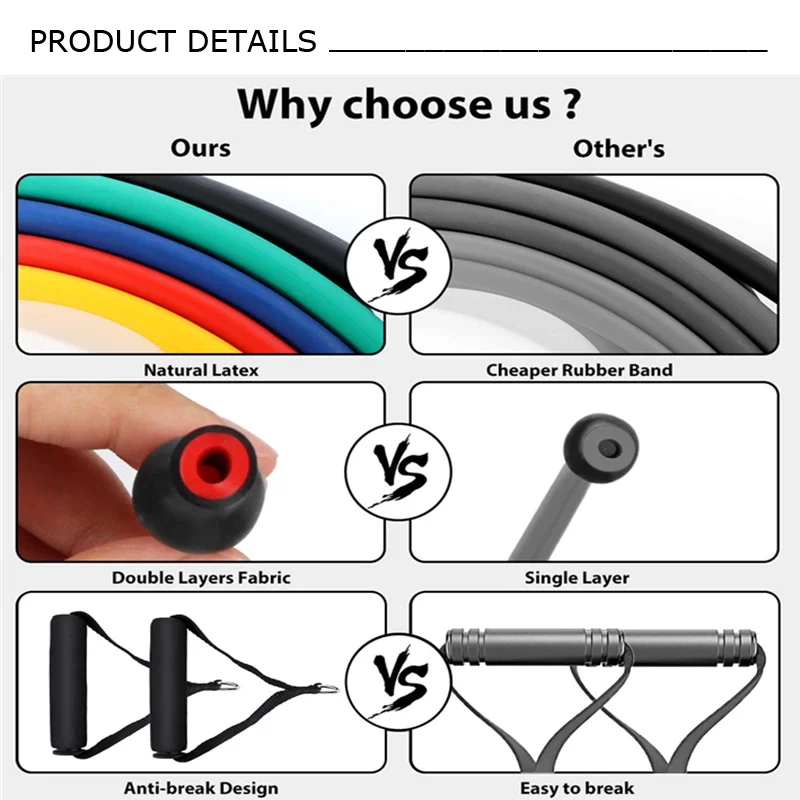 2022 GEDENG Workout Training Tubes Exercise 11 Pcs Resistance Bands, Body Building Accessories Heavy Duty Resistance Band Set