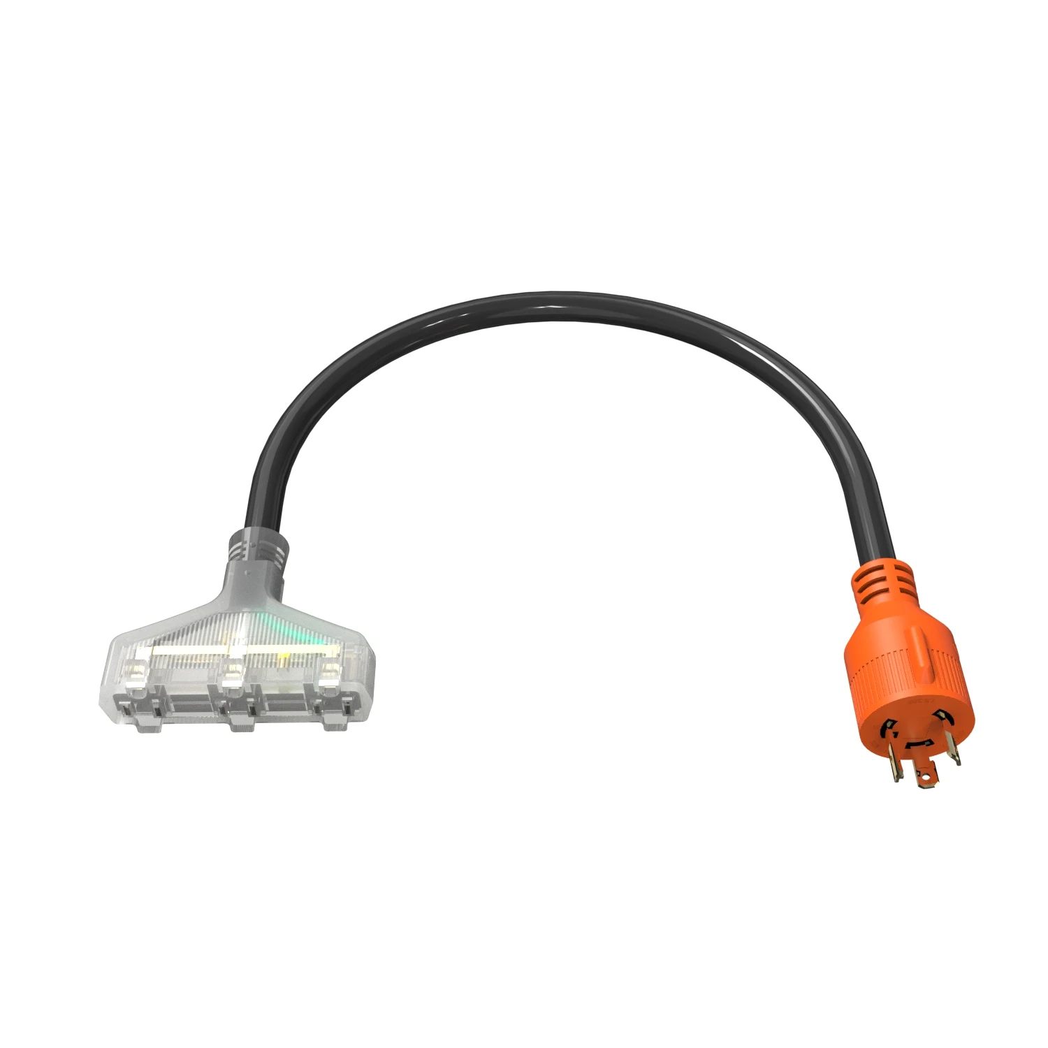 Power Equipment 12 inch 30 Amp 125-Volt Fan-Style Generator Extension Cord (L5-30P to three 5-15R)
