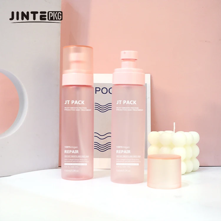 Wholesales Empty 100ml 120ml 150ml  PET Cosmetics Frosted Pink Spray Bottle Perfumes Liquid  4OZ 5OZ Bottle with Mist spray