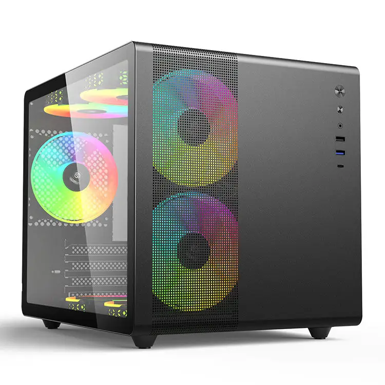 Caja Gaming ATX Cristal Templado Ventiladores ARGB Disponible en Tres Colores Black Computer Case & Tower