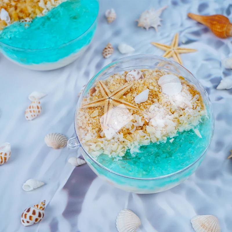 Clear plastic Sphere display crystal ball dessert container Food-grade hollow sphere cake flower boxes