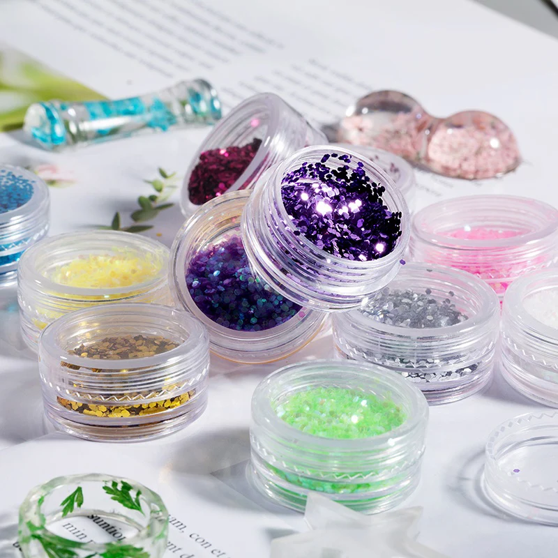 INTODIY 12 Colors Glitters Pigment Powder Nail Art Sequins Gold Foil Flakes Fruit Chips Fillers For Resin Jewelry Craft