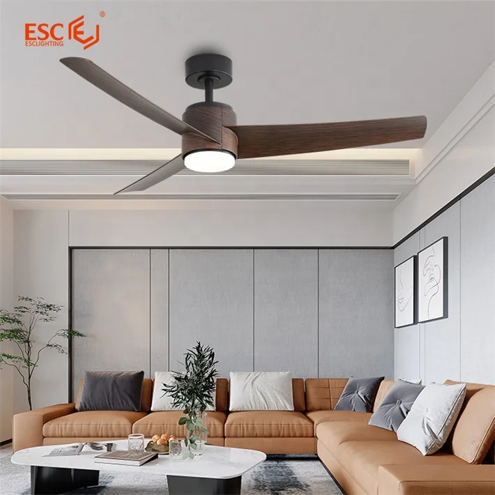 Living room ceiling fan plastic body 5 speed 52 inch 3 blades vintage ceiling pendant fan with lights