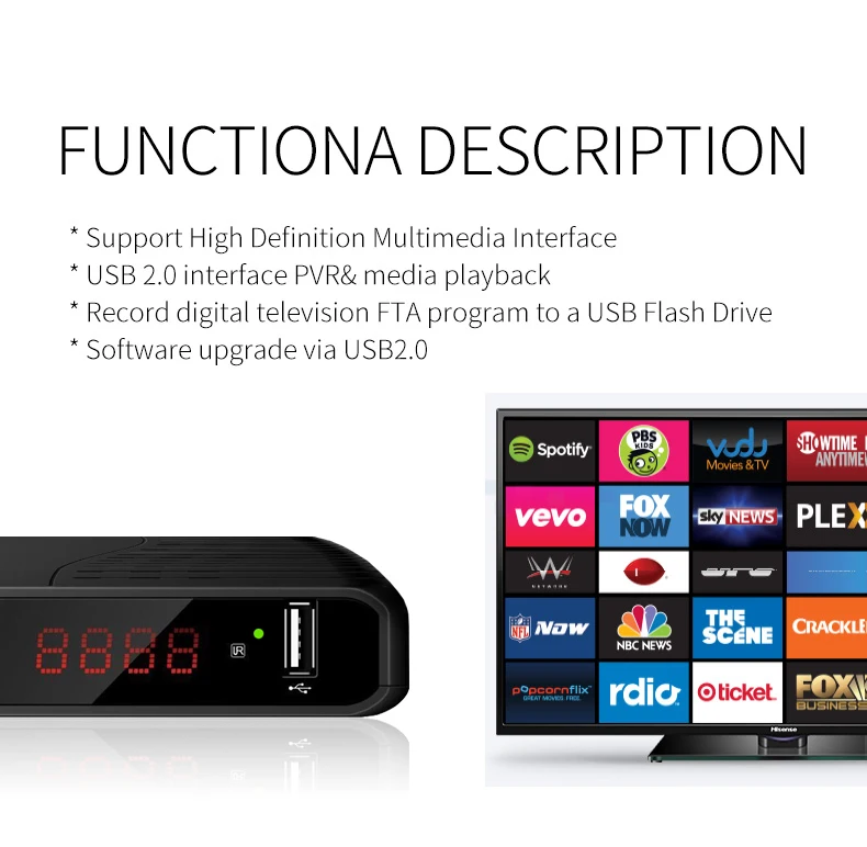 High Quality Decoder h.264 receiver stb t2 dvb-t2 set top box tv dvbt2 for spain/italy