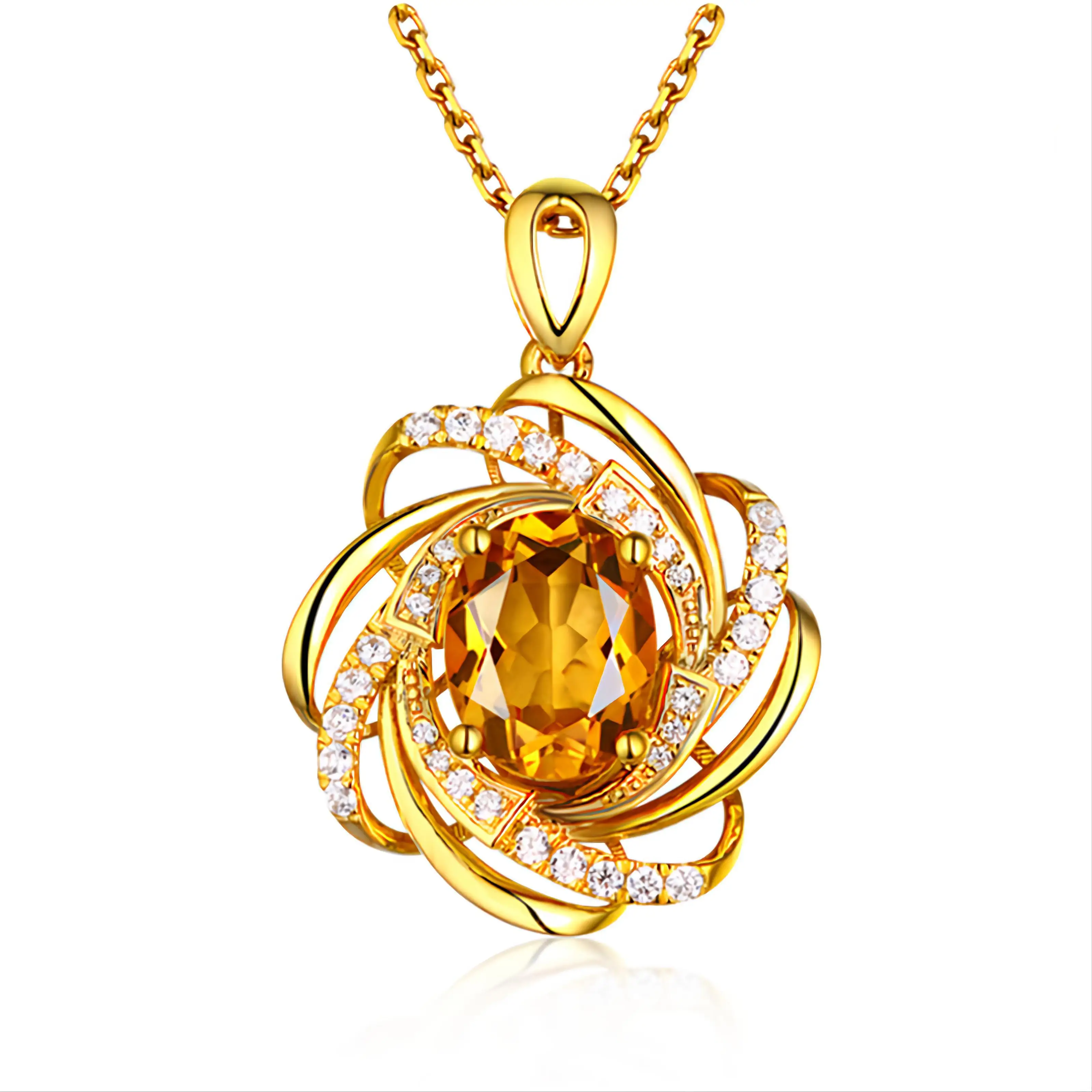 DUYIZHAO Jewelry Pendant Necklace Wholesale Female Niche Design Fashion Flower Sapphire Clavicle Chain Accessories