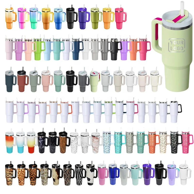 2023 Adventure Quencher vacuum metal cup stainless travel mug stanleys 40oz insulated handle tumbler with lids and straw