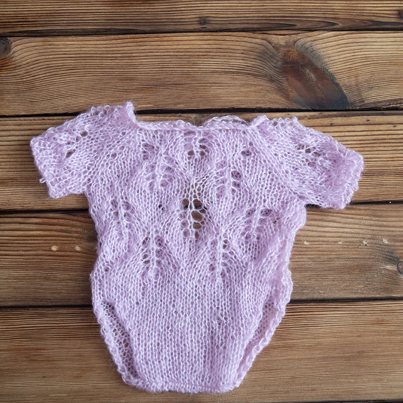 Knit Mohair Bunny Bonnet And Romper Set Newborn Baby Clothes Outfit Crochet Pants Overalls Full Sets Jumpsuits Photography Props