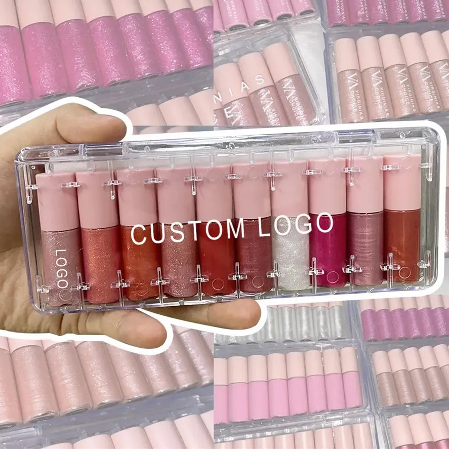 Custom Your LOGO 10PCS Lip Oil Light Lipgloss Set Moisturizing Hydrating Lip Glow Oil Lip Gloss Kit Lipgloss Liquid Lipstick