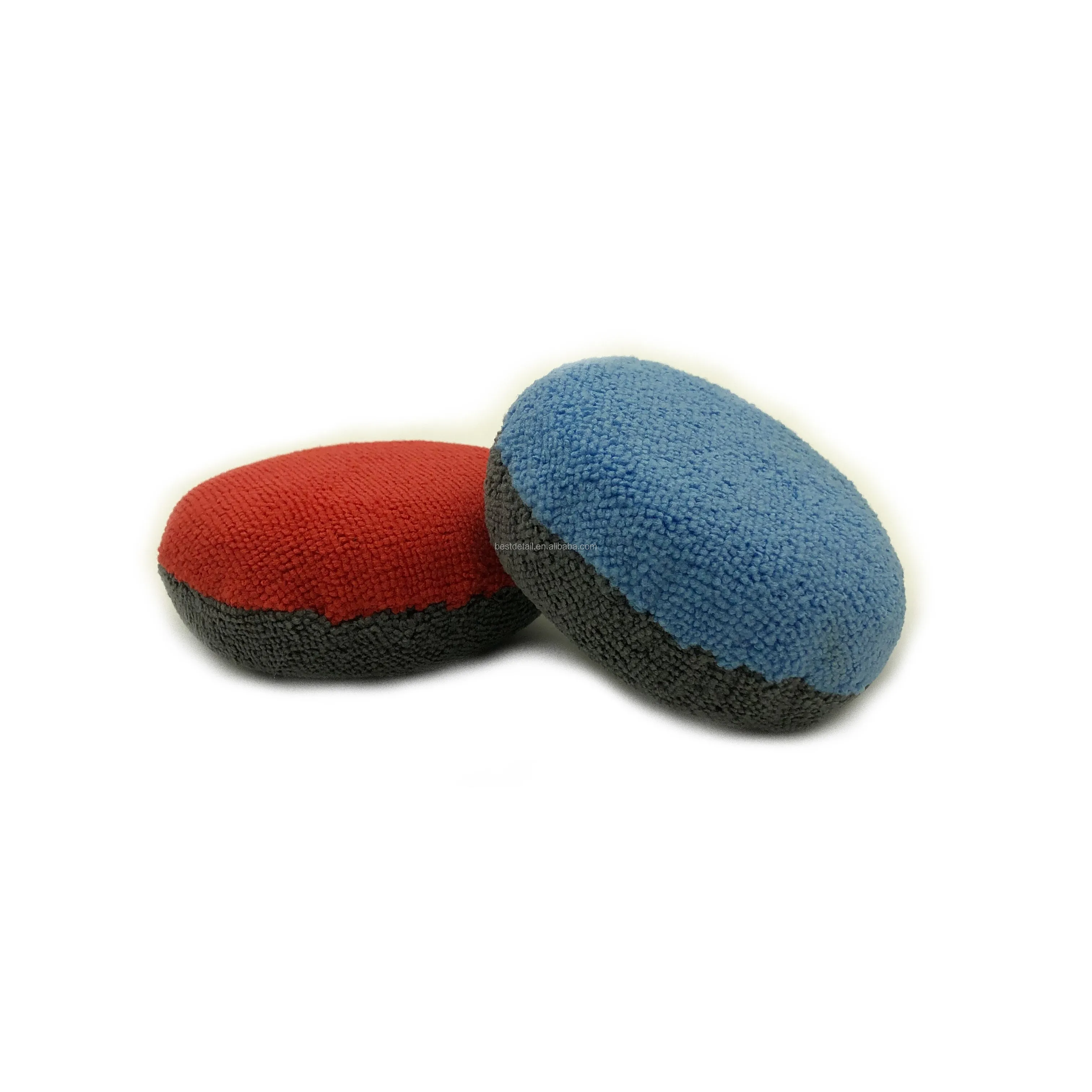 Round Car Accessories Auto Detailing Car Wash Saver Microfiber Ceramic Coating Wax Applicator Sponge with inner Plastic Barrier