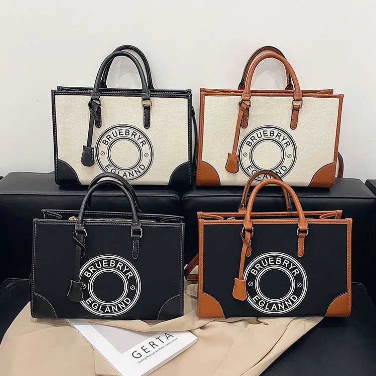 2024 Designer Luxury Classic Manufacturer Handbags Custom Logo Hand Bag Pu Leather Fashion Women Tote Canvas Bags