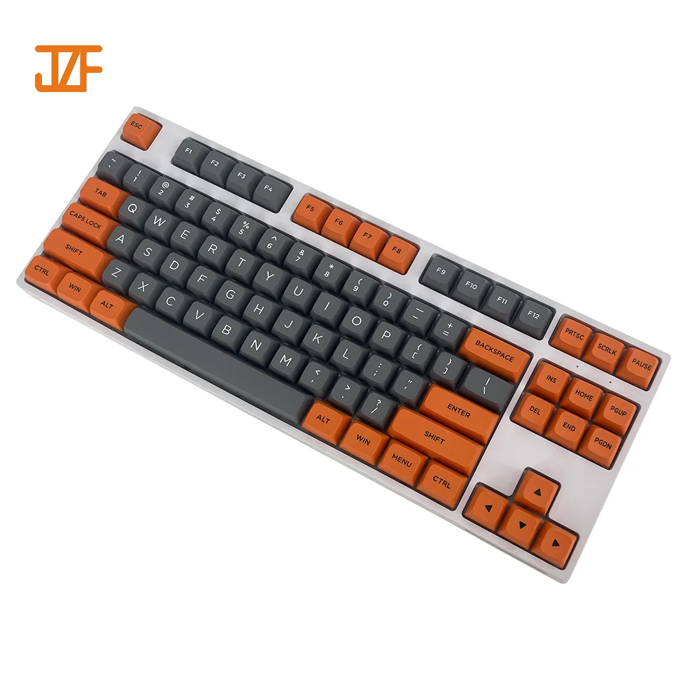 Customizable Orange/ Gray 87 Keys Full PBT Dye Sublimation Keycaps DIY for Cherry MX 68 87 104 Mechanical Gaming Keyboard