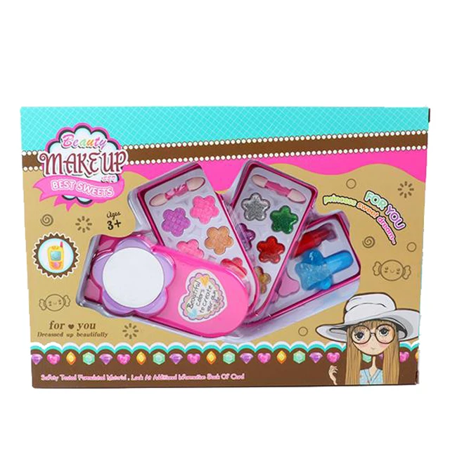 Fashion Cartoon Mobile Phone3Layer Rotating Makeup Box Girls Playing House Blush Eye Shadow Lipstick Nail Polish Cosmetics Toys