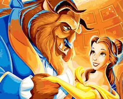 European Famous Cartoon Beauty and the Beast DIY Oil Painting By numbers Popular Wall Art Painting For Painting Lovers