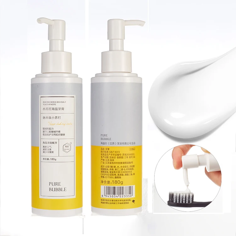Wholesale Custom Logo Baking Soda Sea Salt Fresh Breath Teeth Whitening Pump Liquid Toothpaste Manufacturer