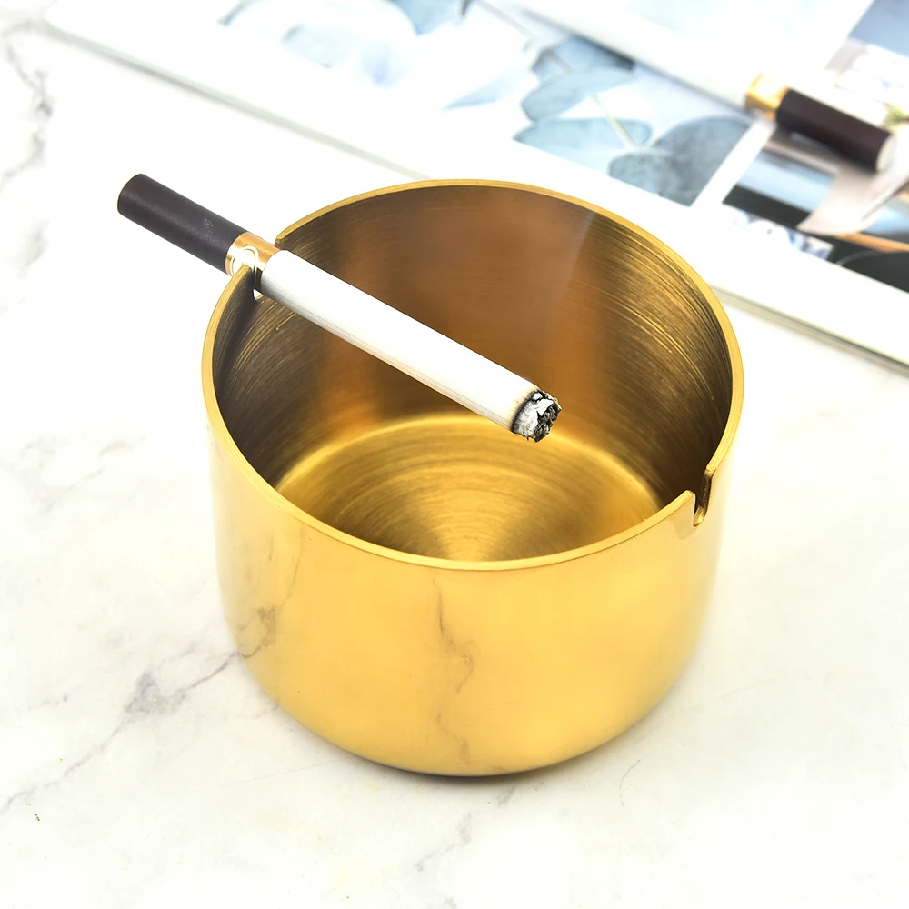 Golden Stainless Steel cigar Smoking accessories Cigarettes ash tray