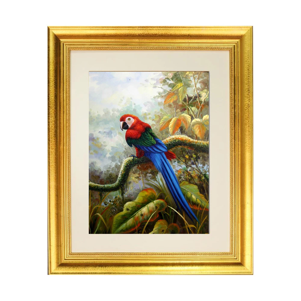 Custom Fashion Unique Antique Luxury Bright Gold Solid Wood coated with foil photo frame painting frame