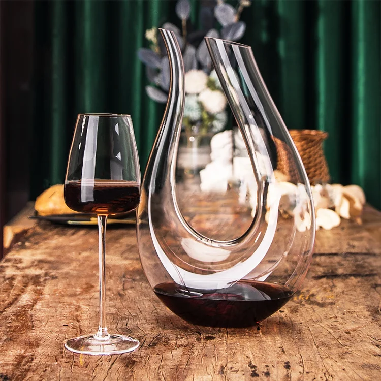 European crystal glass wine dispenser red wine flask wineware wholesale Custom Cheap U-shaped decanter