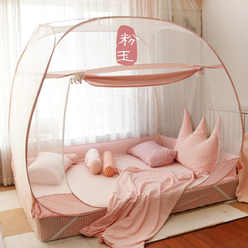 Yurt-like mosquito nets do not install square top folding three-door children encrypted zipper