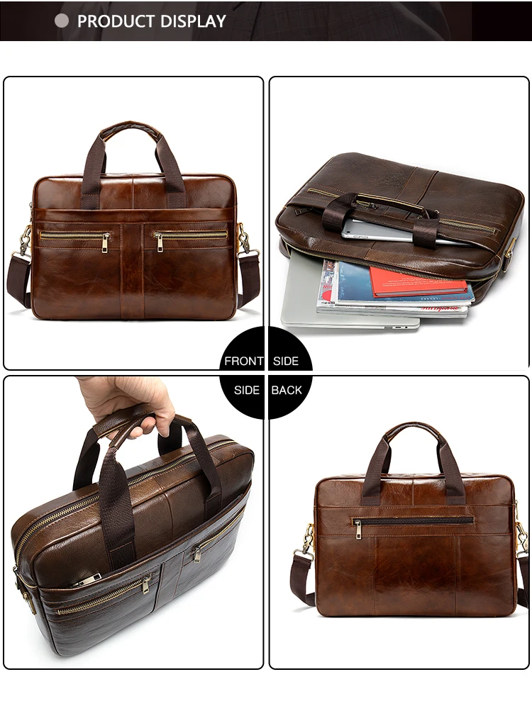 Custom Men Business Office Genuine Leather Laptop Briefcase Handbag Men Bag Soft Leather Messenger Bag Briefcase For Men