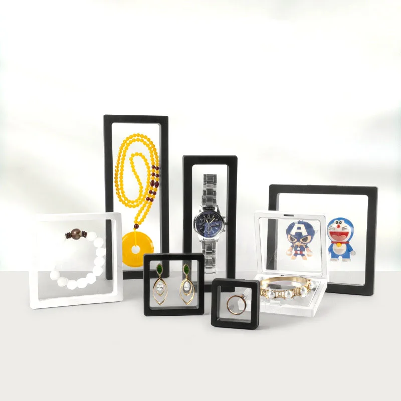 Transparent PE Film Floating Frame Jewelry Display Box Multi-purpose Ring Necklace Bracelet Pendant Small Commodity Gift