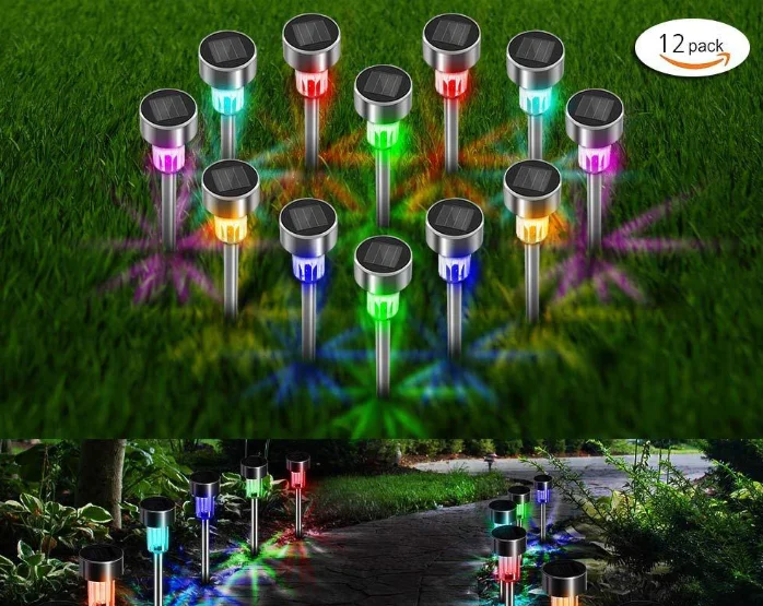 Amazon hot selling solar pathway lights XLTD-1808 glass lampshade stainless steel outdoor solar path lights for driveway sideway