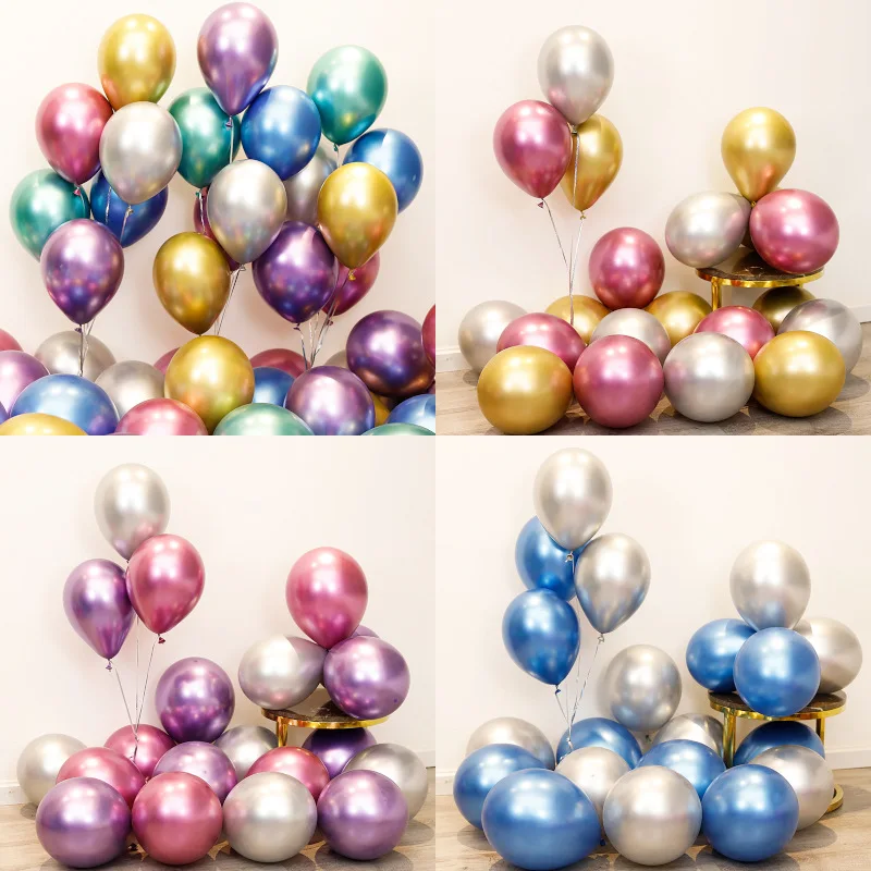 12 inch Metallic Latex Balloons Thick Pearly Metal Chrome Alloy Colors Photograph Wedding Party Decoration Balloons
