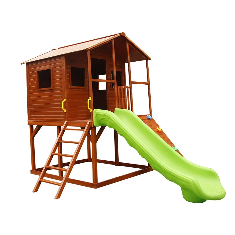 Large Used Wooden Kids Backyard Playground Outdoor Playhouses with Slide And Sandbox for sale