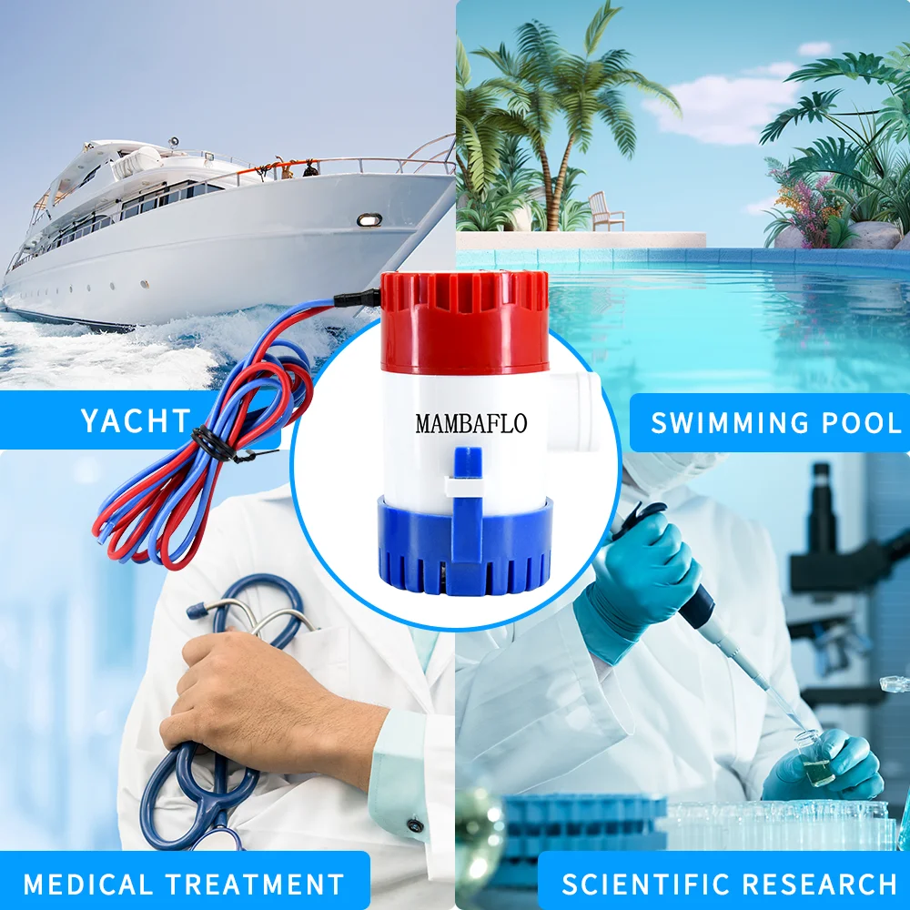MAMBAFLO 12V/24v DC 500GPH Electric Bilge Water Pump For Boat Pump,Type high flow rate Submersible Pump,manual sea water pump