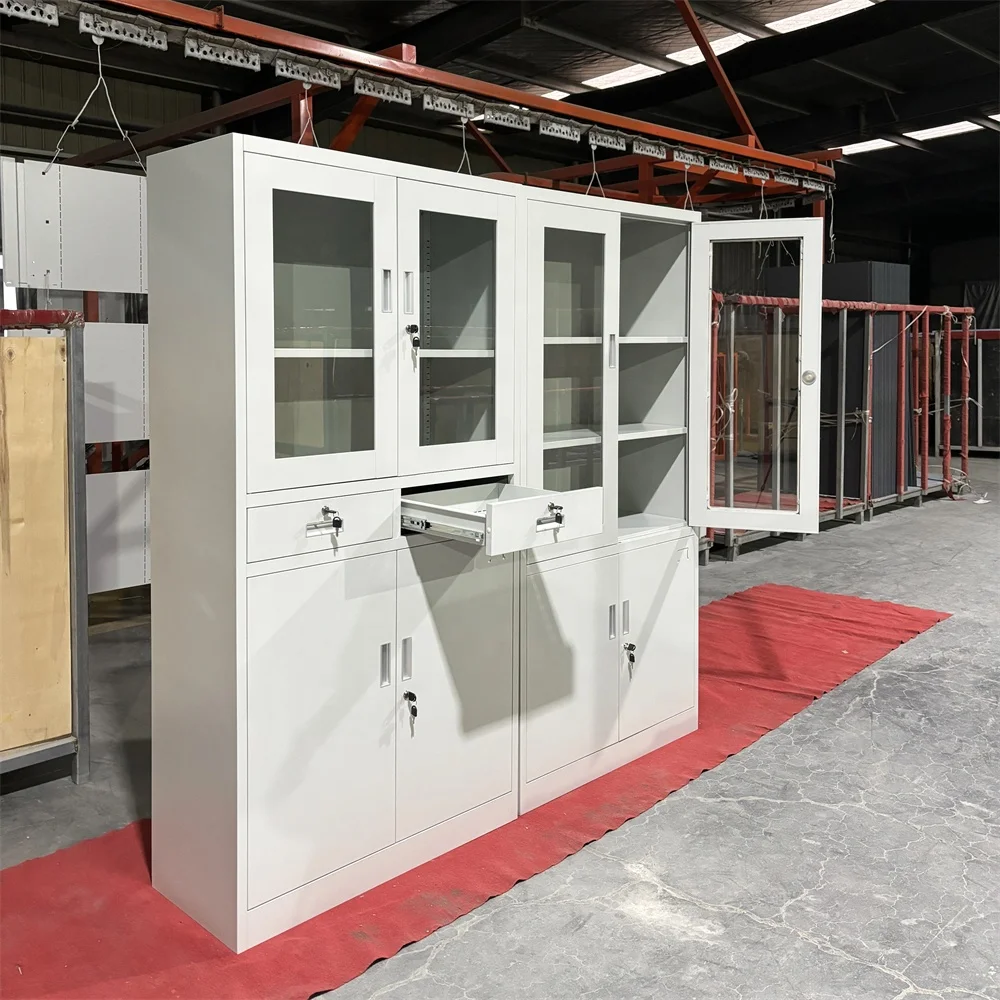 Wholesale Office Filing Cupboard 2 Glass Door Steel Filing Cabinet