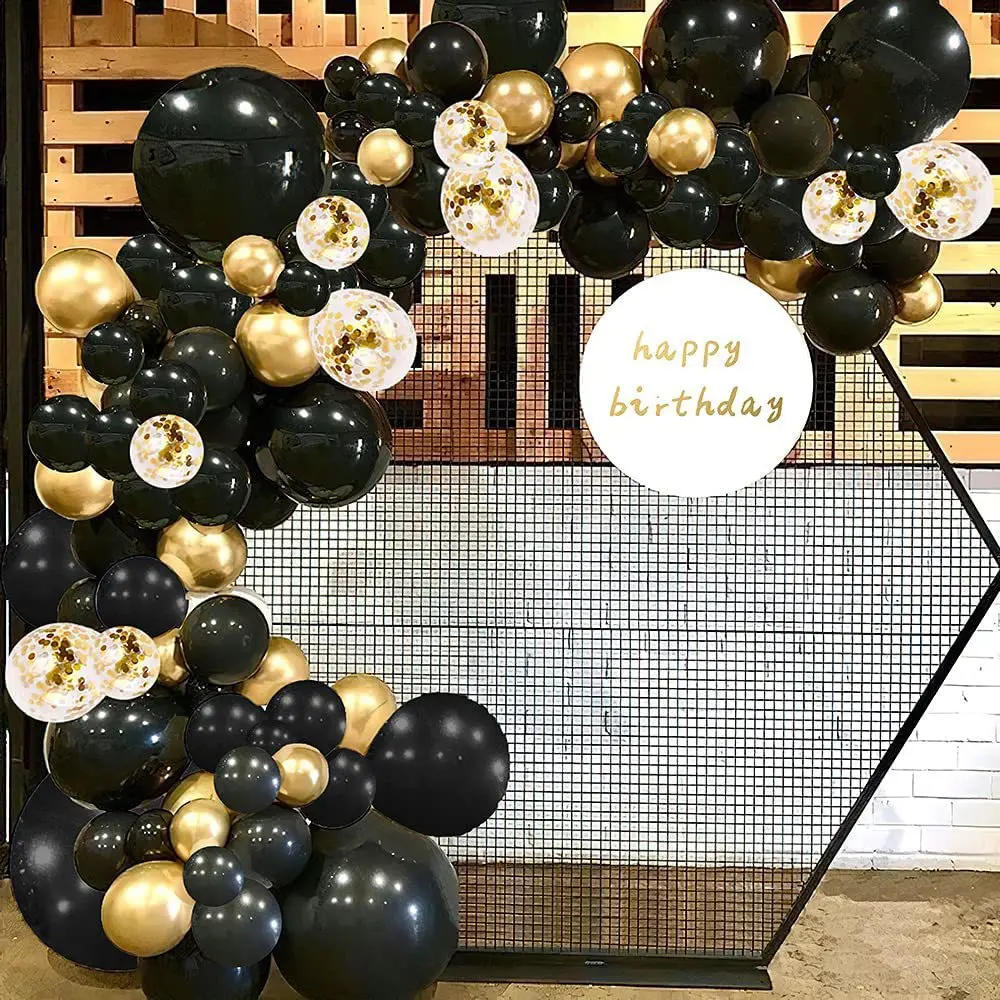 124Pcs Black and gold balloon arch kit birthday party new year Baby Shower Anniversary decoration balloon garland arch kit