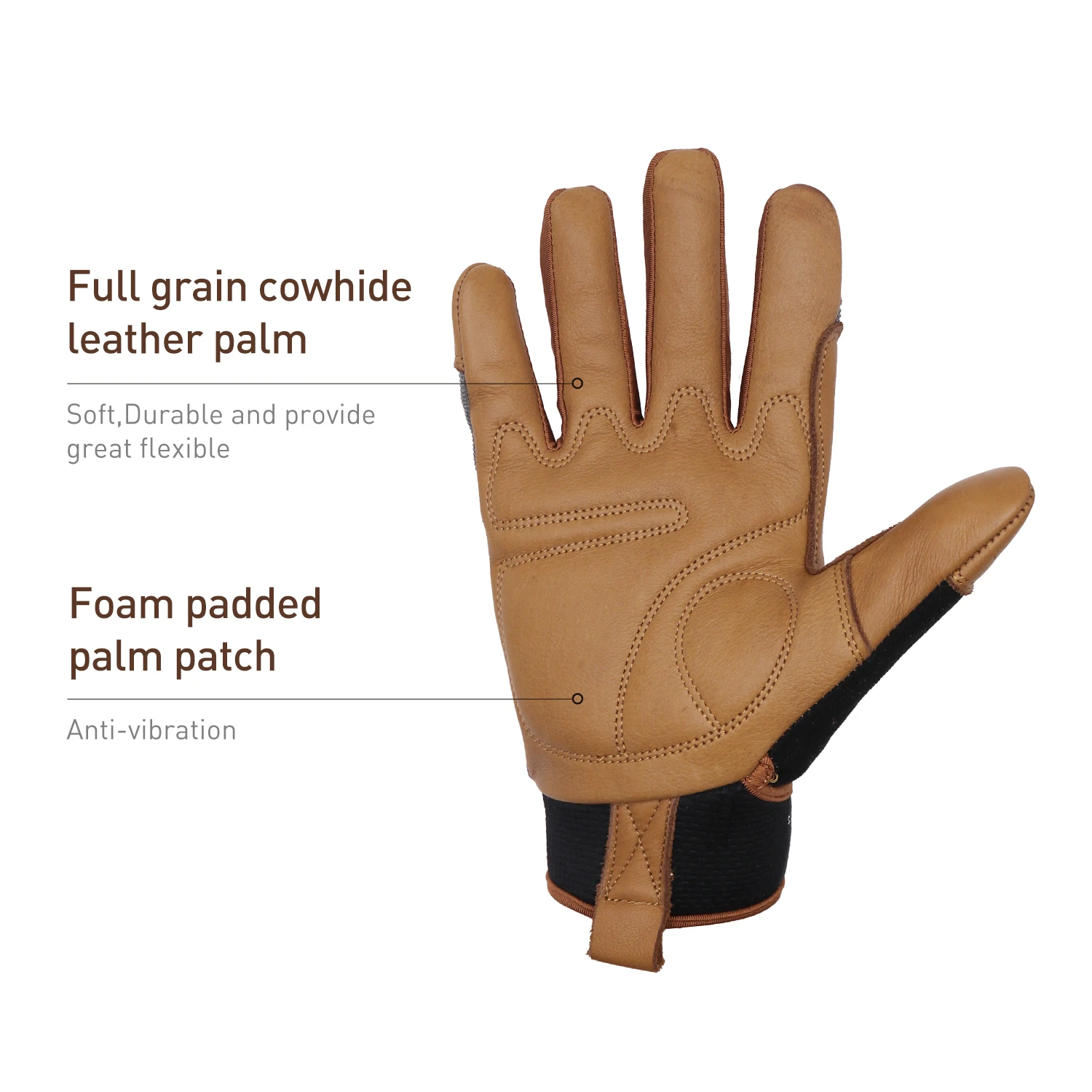PRISAFETY Best Sell Premium Full Grain Cowhide Leather Work Gloves Car Driving tools hand Protection construction
