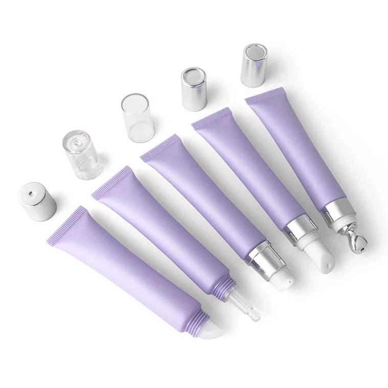 20g Airless Pump Lotion Squeeze Tube Matte Purple Squeeze Lip Gloss Tubes Eye Cream Refillable Cosmetic Soft Plastic Tube