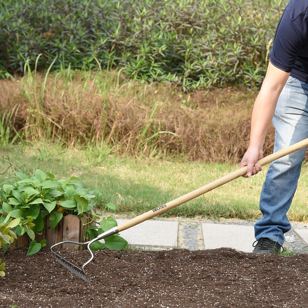 Wholesale Different Types Of Long Yellow Tubular Fiberglass, Handle 14 Teeth 16 Teeth Steel Gardening Garden Rake/